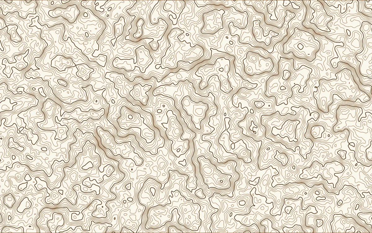 An exported contour field in the USGS preset: brown quad-sheet linework on cream